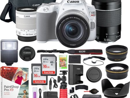 Canon EOS Rebel SL3 DSLR Camera White w  18-55mm IS STM + 75-300mm III Double Zoom Kit Online Hot Sale