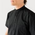 Men s Black Short Sleeve Banded Collar Service Shirt Online Hot Sale