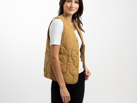 Dark Khaki Unisex Quilted Vest Hot on Sale