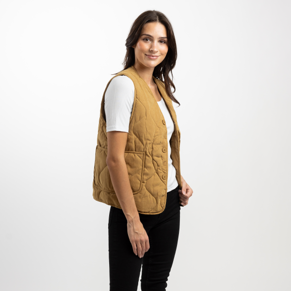 Dark Khaki Unisex Quilted Vest Hot on Sale