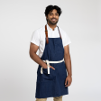 Indigo Denim Stock Apron with Leather Strap Online Hot Sale