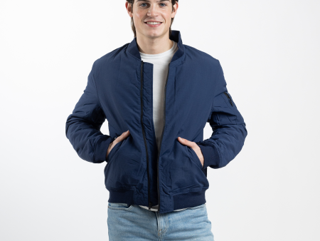 Men s Navy Bomber Jacket with Quilted Lining Fashion