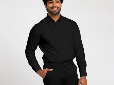 Men s Black Coolmax Dress Shirt Online now