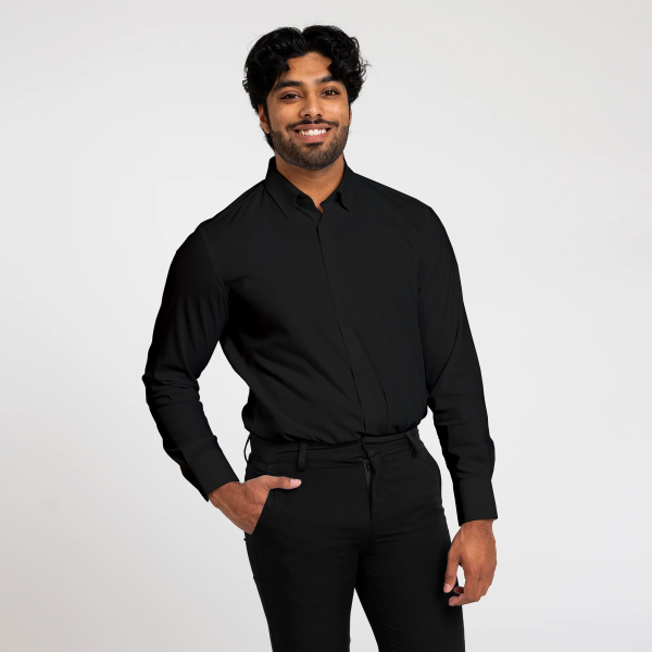 Men s Black Coolmax Dress Shirt Online now