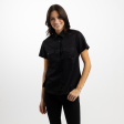 Women s Short Sleeve Black Utility Shirt Discount