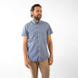 Men s Short Sleeve Blue Stretch Service Chambray Online Hot Sale