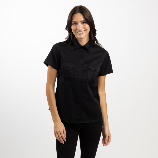 Women s Short Sleeve Black Utility Shirt Discount