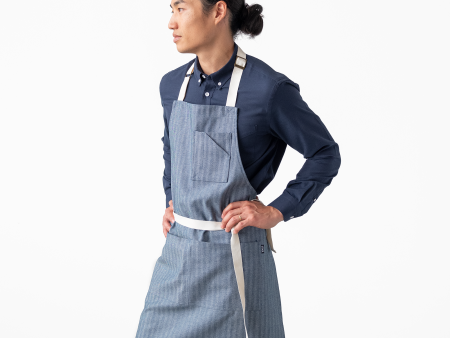 Blue Herringbone Denim Stock Apron Fashion