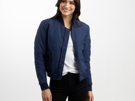 Women s Navy Bomber Jacket with Quilted Lining Discount