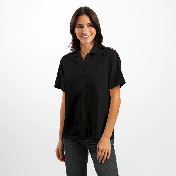 Women s Black Coolmax Short Sleeve Chef Shirt Discount