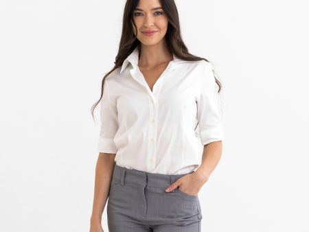 Women s White Half-Sleeve Blouse on Sale