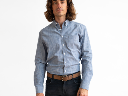 Men s Blue Stretch Service Chambray Hot on Sale