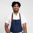 Indigo Denim Stock Apron with Leather Strap Online Hot Sale