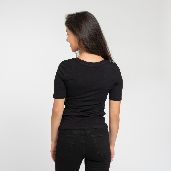 Women s Black Scoop-Neck Tee on Sale