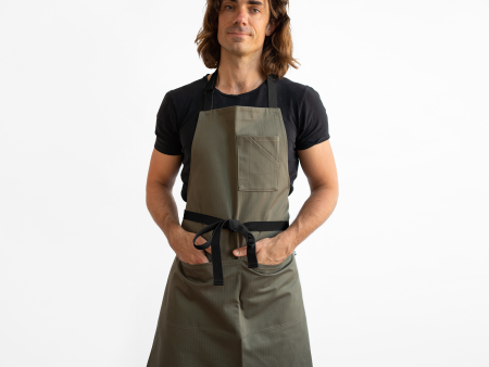 Army Green Herringbone Stock Apron For Cheap