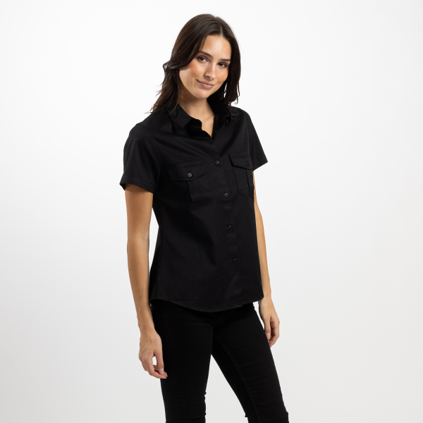 Women s Short Sleeve Black Utility Shirt Discount