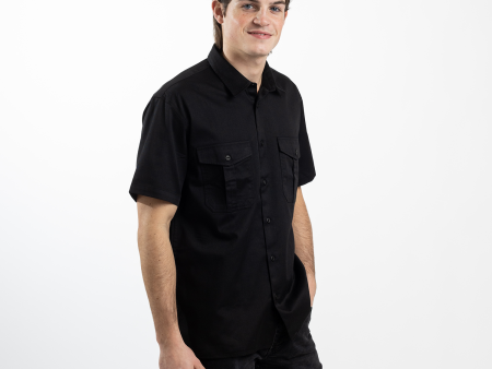 Men s Short Sleeve Black Utility Shirt For Cheap