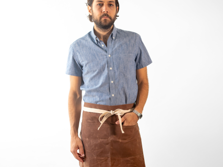 Brown Waxed Canvas Waist Apron For Sale