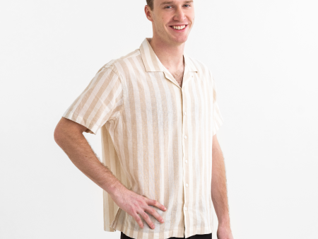 Men s Wheat Striped Cabana Shirt Online Sale