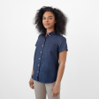 Women s Short Sleeve Deep Indigo Service Oxford Cheap