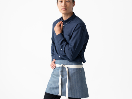 Blue Herringbone Denim Shorty Waist Apron For Sale