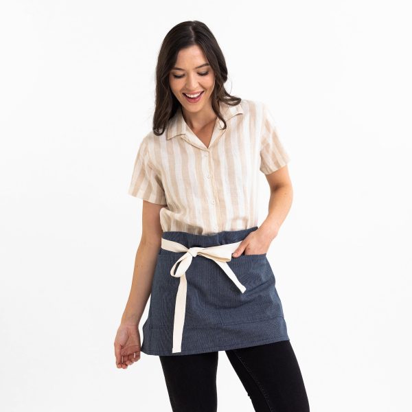 Japanese Ticking Stripe Shorty Waist Apron Supply