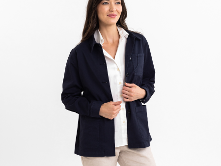 Women s Navy Stretch Chore Coat For Discount